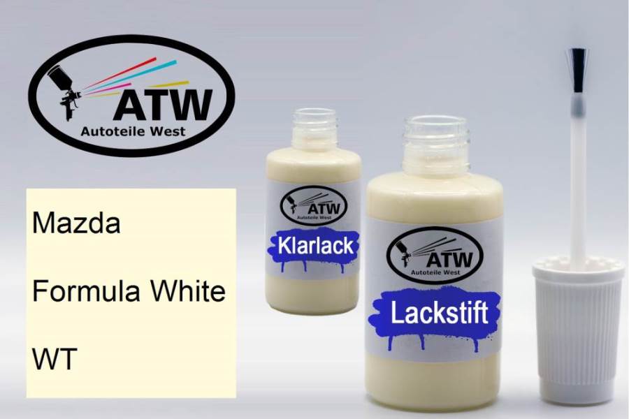 Mazda, Formula White, WT: 20ml Lackstift + 20ml Klarlack - Set, von ATW Autoteile West.